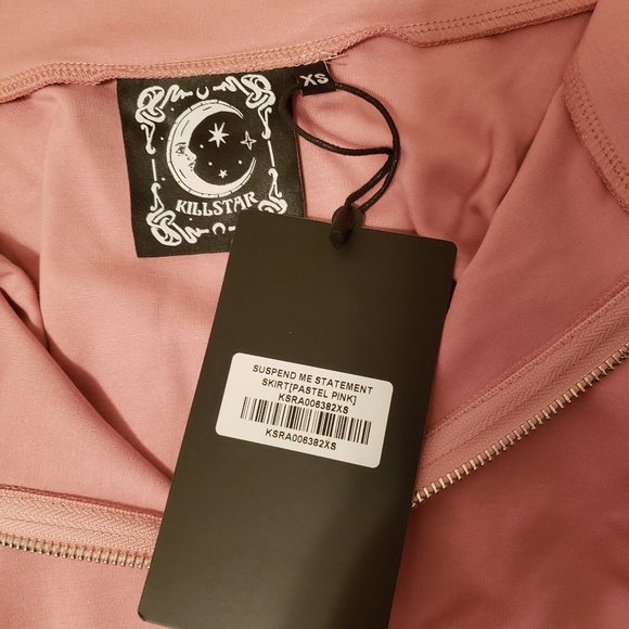 Killstar Pastel Pink Suspend Me Statement suspender style skirt - Picture 6 of 7